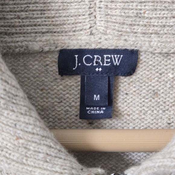 J CREW Men's Lambswool Blend Sweater Sz M Light Brown Shawl Collar Zip Neck - Picture 4 of 11